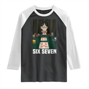 67 Poker Cat Raglan Shirt Funny Six Seven Meme TS14 Black White Print Your Wear