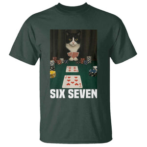 67 Poker Cat T Shirt Funny Six Seven Meme TS14 Dark Forest Green Print Your Wear