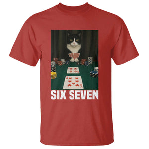 67 Poker Cat T Shirt Funny Six Seven Meme TS14 Red Print Your Wear