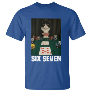 67 Poker Cat T Shirt Funny Six Seven Meme TS14 Royal Blue Print Your Wear