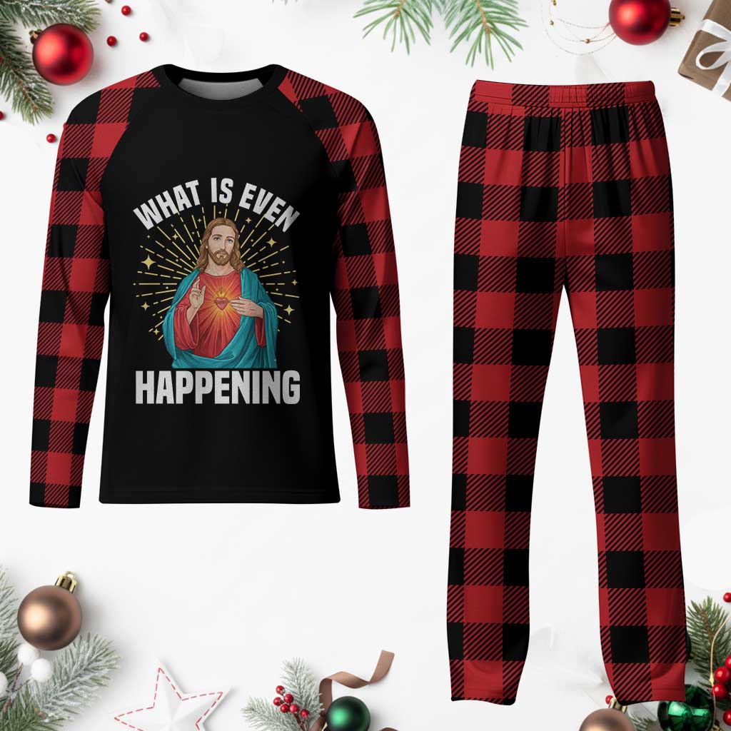 Funny Christian Plaid Pajama Set What Is Even Happening TS14 Buffalo Plaid Print Your Wear