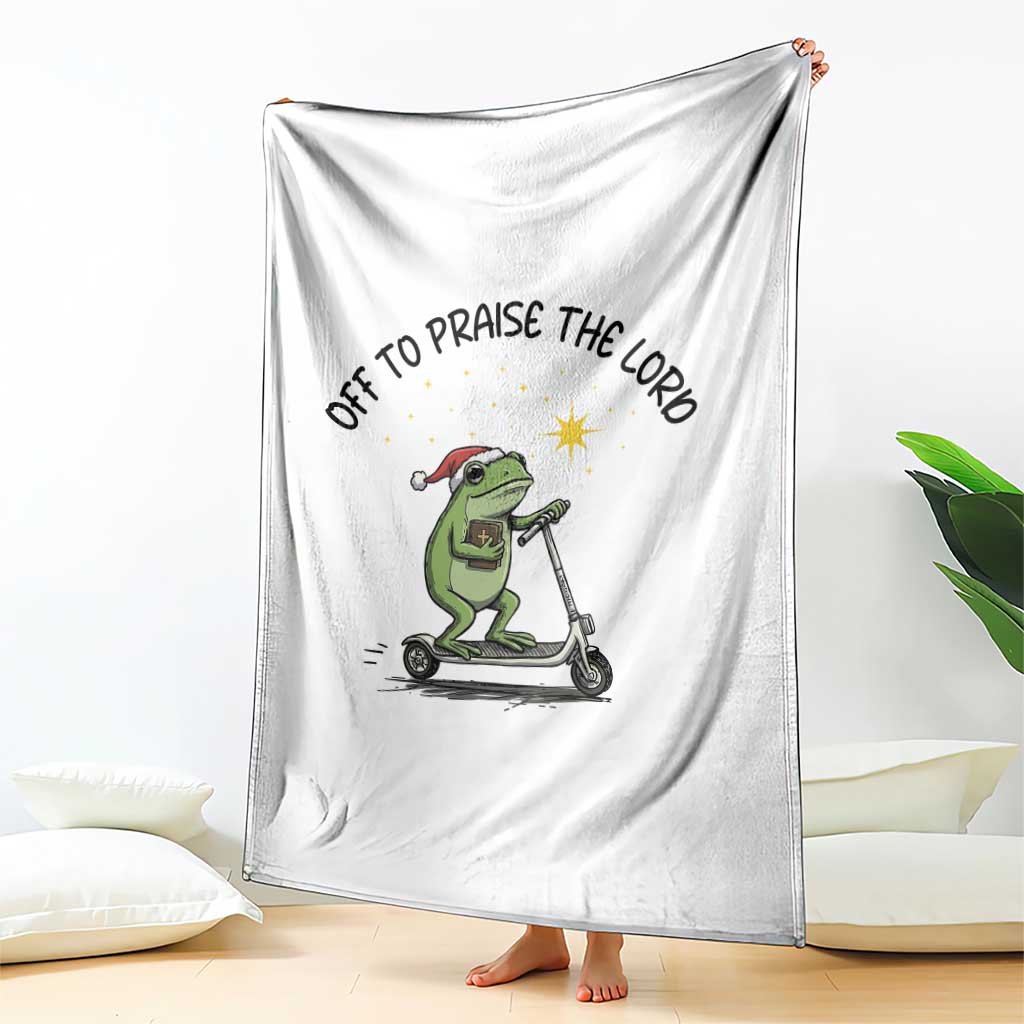 Off To Praise The Lord Throw Blanket Funny Frog Christian TS14 Print Your Wear