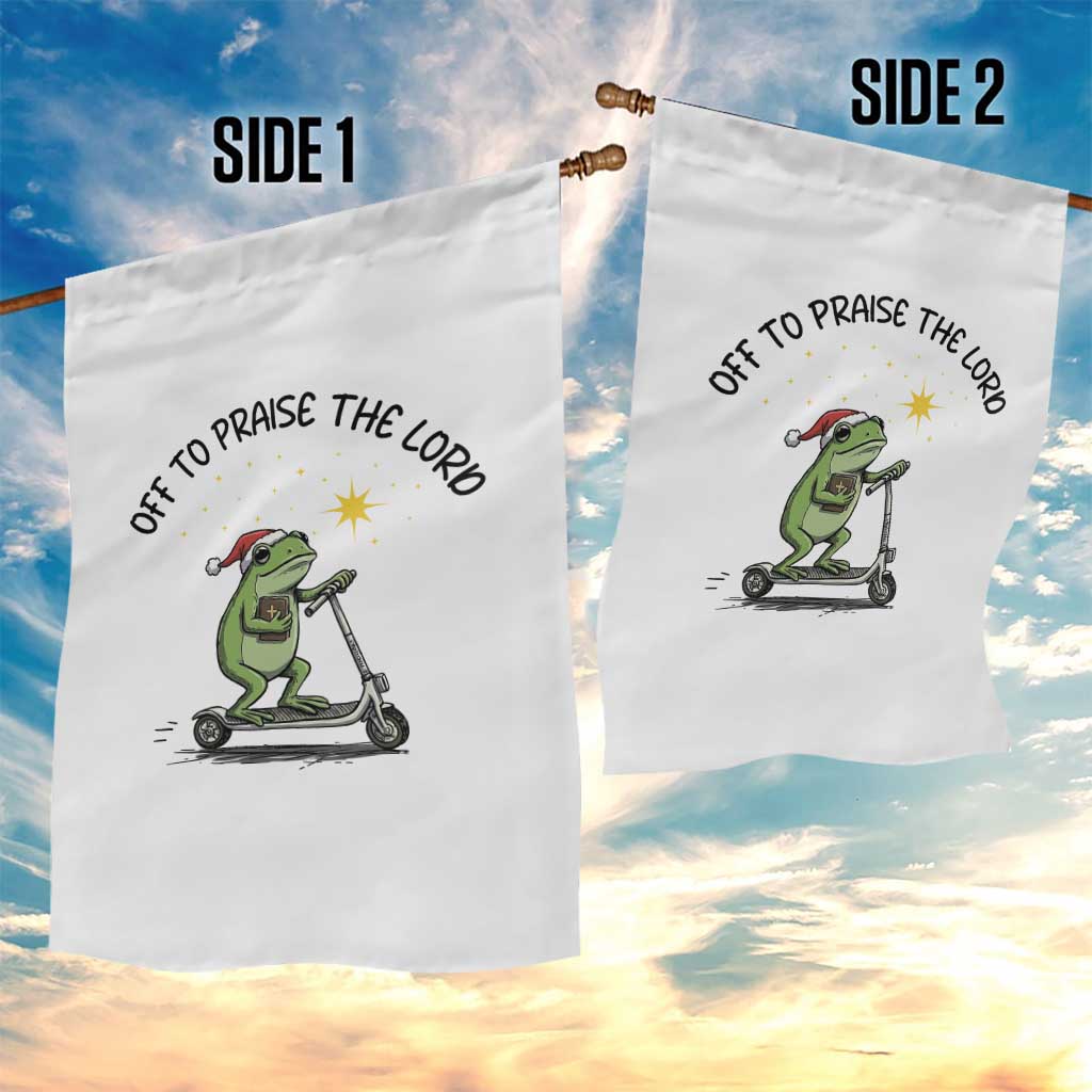 Off To Praise The Lord Garden Flag Funny Frog Christian TS14 Print Your Wear