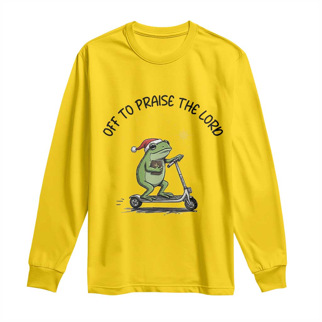 Off To Praise The Lord Long Sleeve Shirt Funny Frog Christian TS14 Daisy Print Your Wear