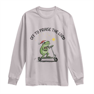 Off To Praise The Lord Long Sleeve Shirt Funny Frog Christian TS14 Ice Gray Print Your Wear