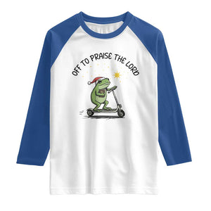 Off To Praise The Lord Raglan Shirt Funny Frog Christian TS14 White Royal Print Your Wear