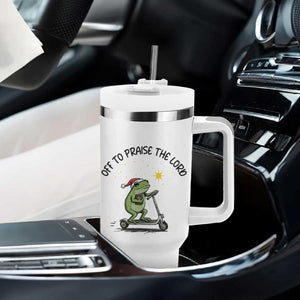Off To Praise The Lord Tumbler With Handle Funny Frog Christian TS14 Print Your Wear