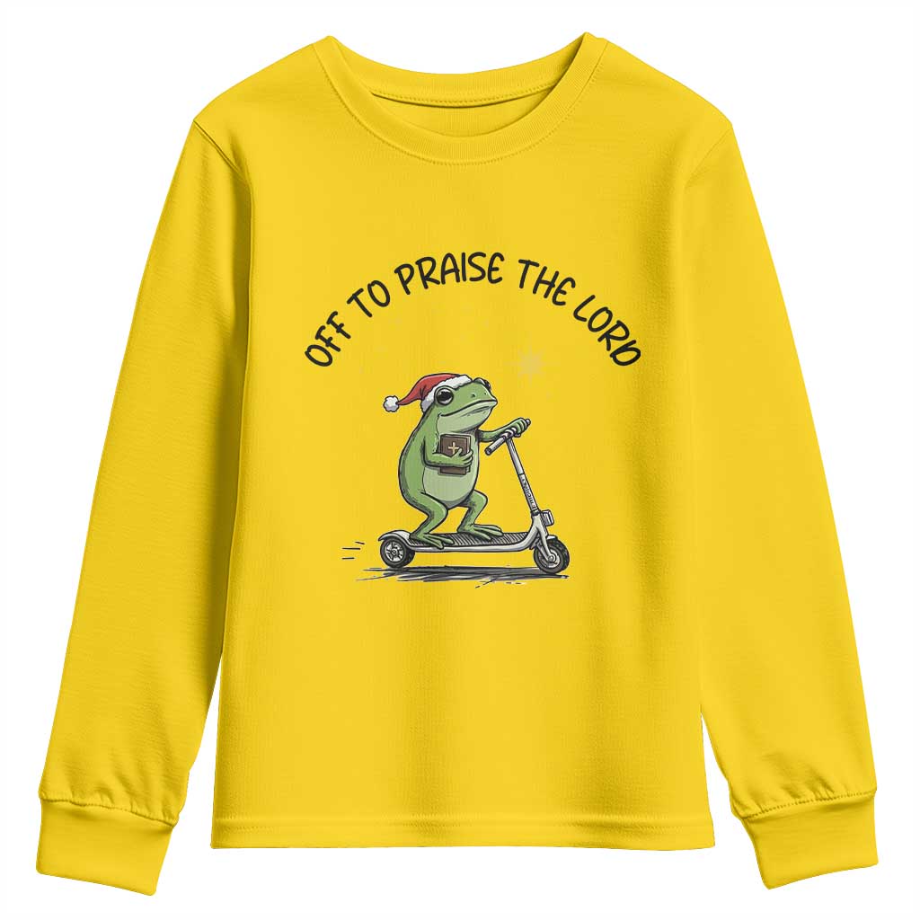 Off To Praise The Lord Youth Sweatshirt Funny Frog Christian TS14 Daisy Print Your Wear