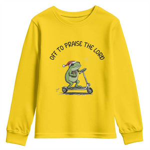 Off To Praise The Lord Youth Sweatshirt Funny Frog Christian TS14 Daisy Print Your Wear