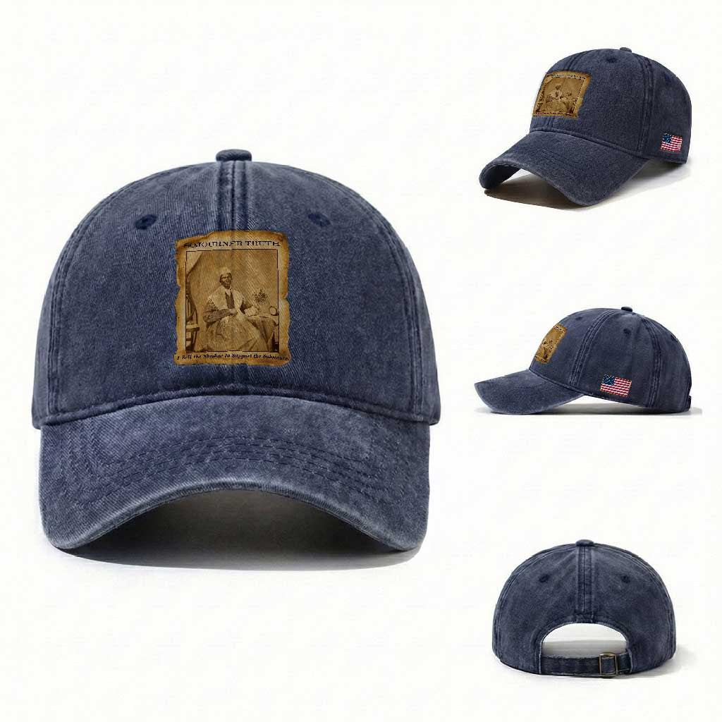 Sojourner Truth Washed Cotton Baseball Cap Black Women Quote TS14 Washed Cap Universal Fit Navy Print Your Wear