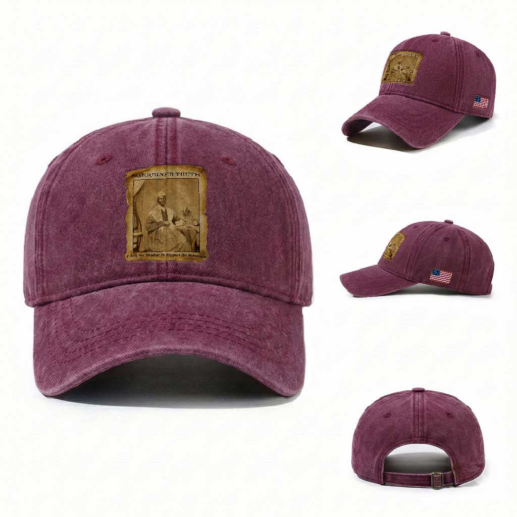 Sojourner Truth Washed Cotton Baseball Cap Black Women Quote TS14 Washed Cap Universal Fit Burgundy Print Your Wear
