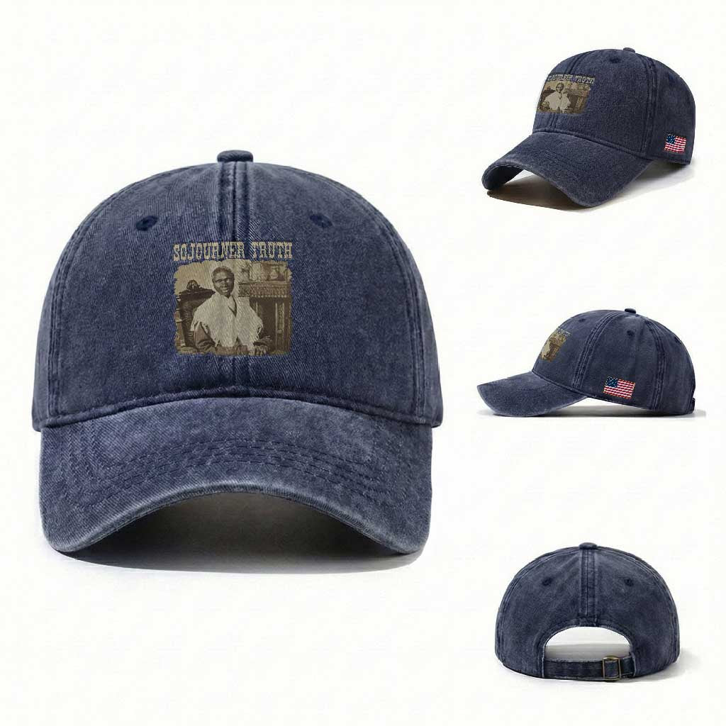 Sojourner Truth Washed Cotton Baseball Cap African American Historical Hero TS14 Washed Cap Universal Fit Navy Print Your Wear