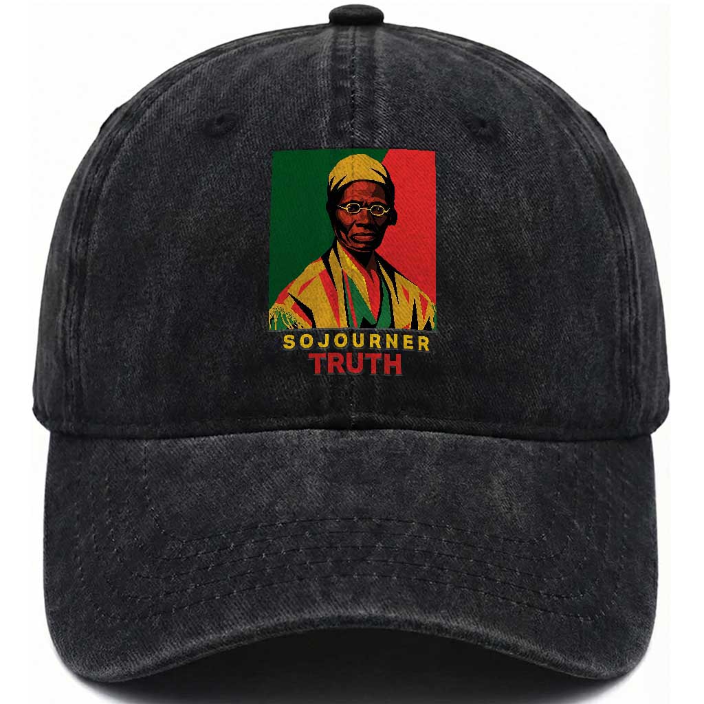 Sojourner Truth Washed Cotton Baseball Cap Black History Month TS14 Washed Cap Universal Fit Black Print Your Wear