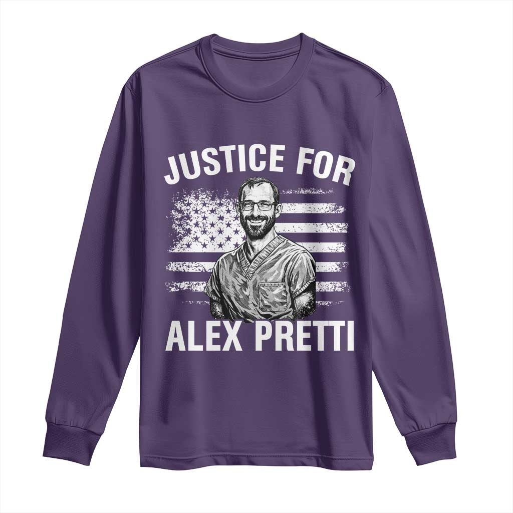 Justices for Alex Pretti Long Sleeve Shirt Resist Abolish ICE Protest TS14 Purple Print Your Wear