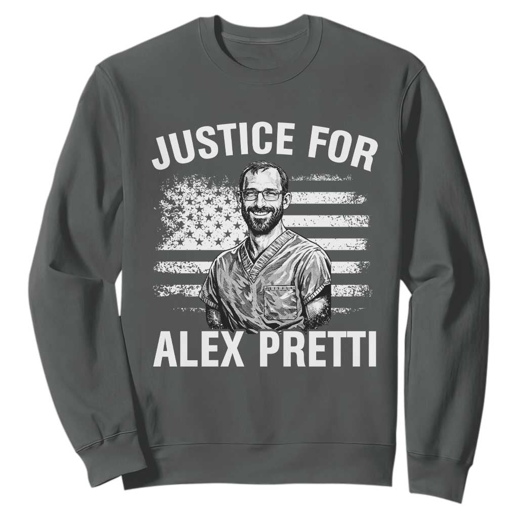 Justices for Alex Pretti Sweatshirt Resist Abolish ICE Protest TS14 Dark Heather Print Your Wear