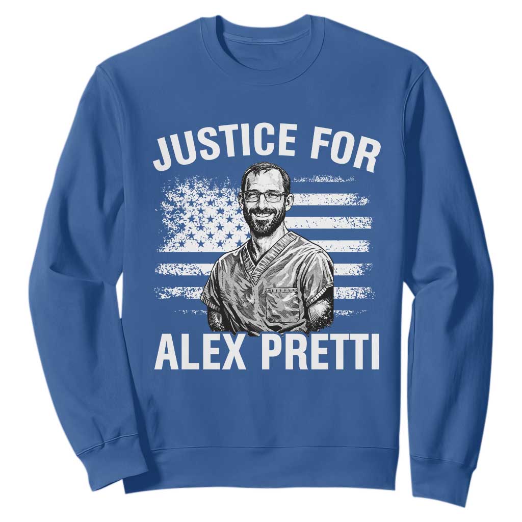 Justices for Alex Pretti Sweatshirt Resist Abolish ICE Protest TS14 Royal Blue Print Your Wear