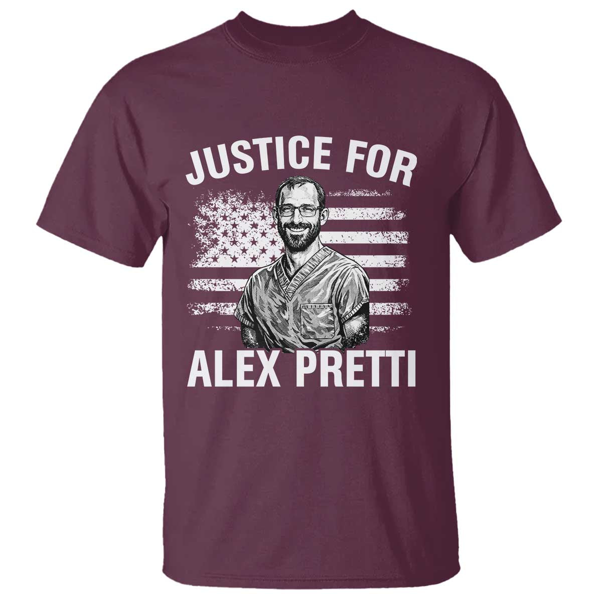 Justices for Alex Pretti T Shirt Resist Abolish ICE Protest TS14 Maroon Print Your Wear