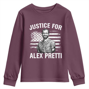 Justices for Alex Pretti Youth Sweatshirt Resist Abolish ICE Protest TS14 Maroon Print Your Wear