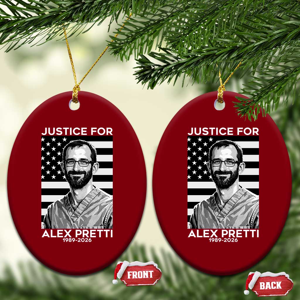 Justices for Alex Pretti Ceramic Ornament Resist ICE Immigration Deportation Protest Minnesota TS14 Print Your Wear