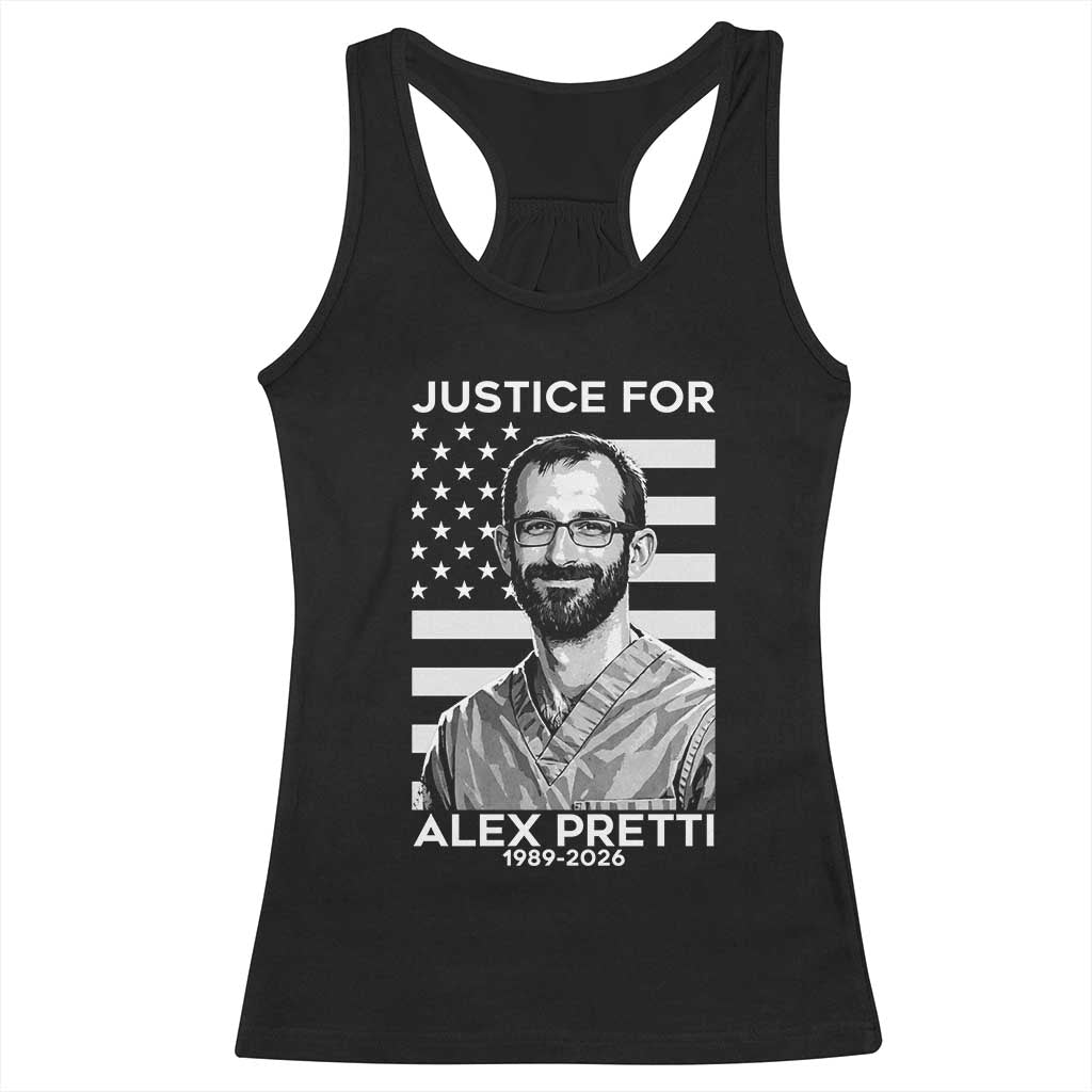 Justices for Alex Pretti Racerback Tank Top Resist ICE Immigration Deportation Protest Minnesota TS14 Black Print Your Wear