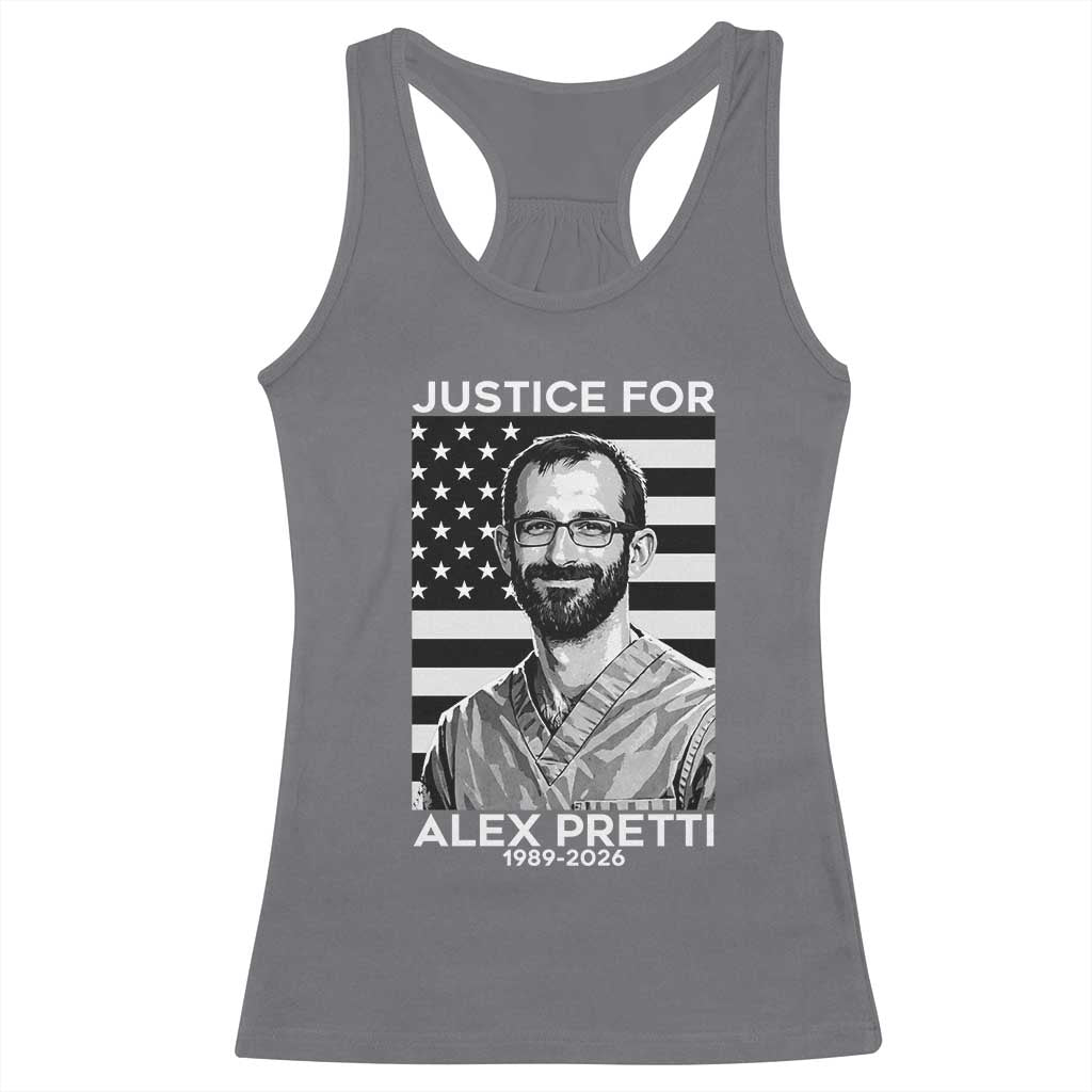 Justices for Alex Pretti Racerback Tank Top Resist ICE Immigration Deportation Protest Minnesota TS14 Charcoal Print Your Wear