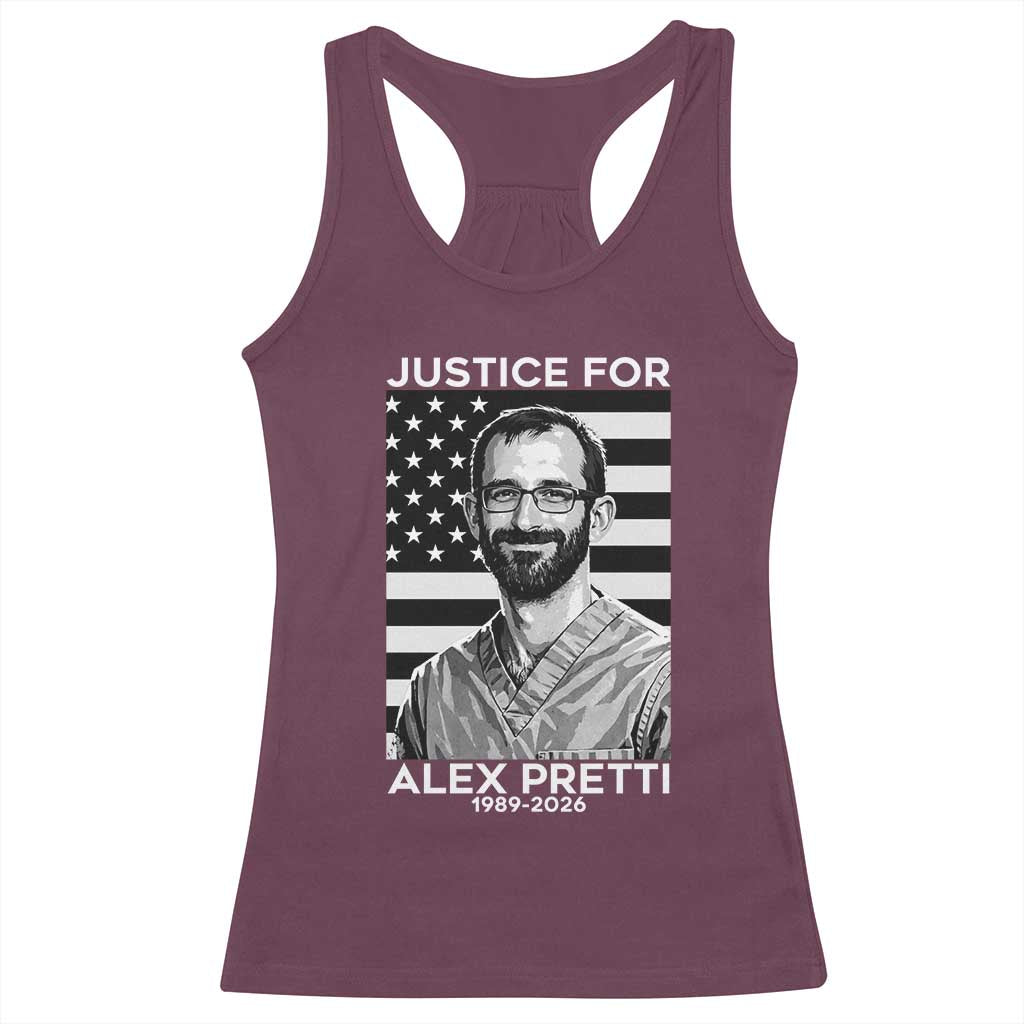 Justices for Alex Pretti Racerback Tank Top Resist ICE Immigration Deportation Protest Minnesota TS14 Maroon Print Your Wear