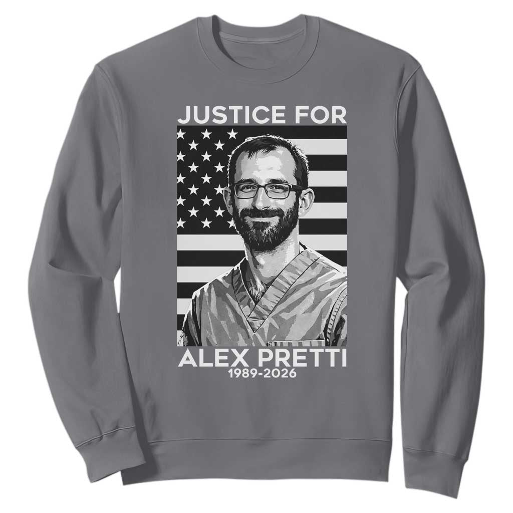 Justices for Alex Pretti Sweatshirt Resist ICE Immigration Deportation Protest Minnesota TS14 Charcoal Print Your Wear