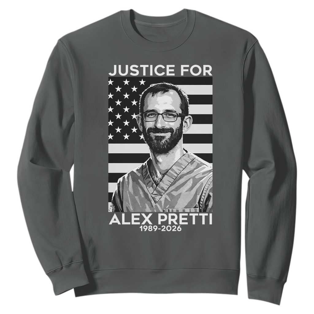 Justices for Alex Pretti Sweatshirt Resist ICE Immigration Deportation Protest Minnesota TS14 Dark Heather Print Your Wear