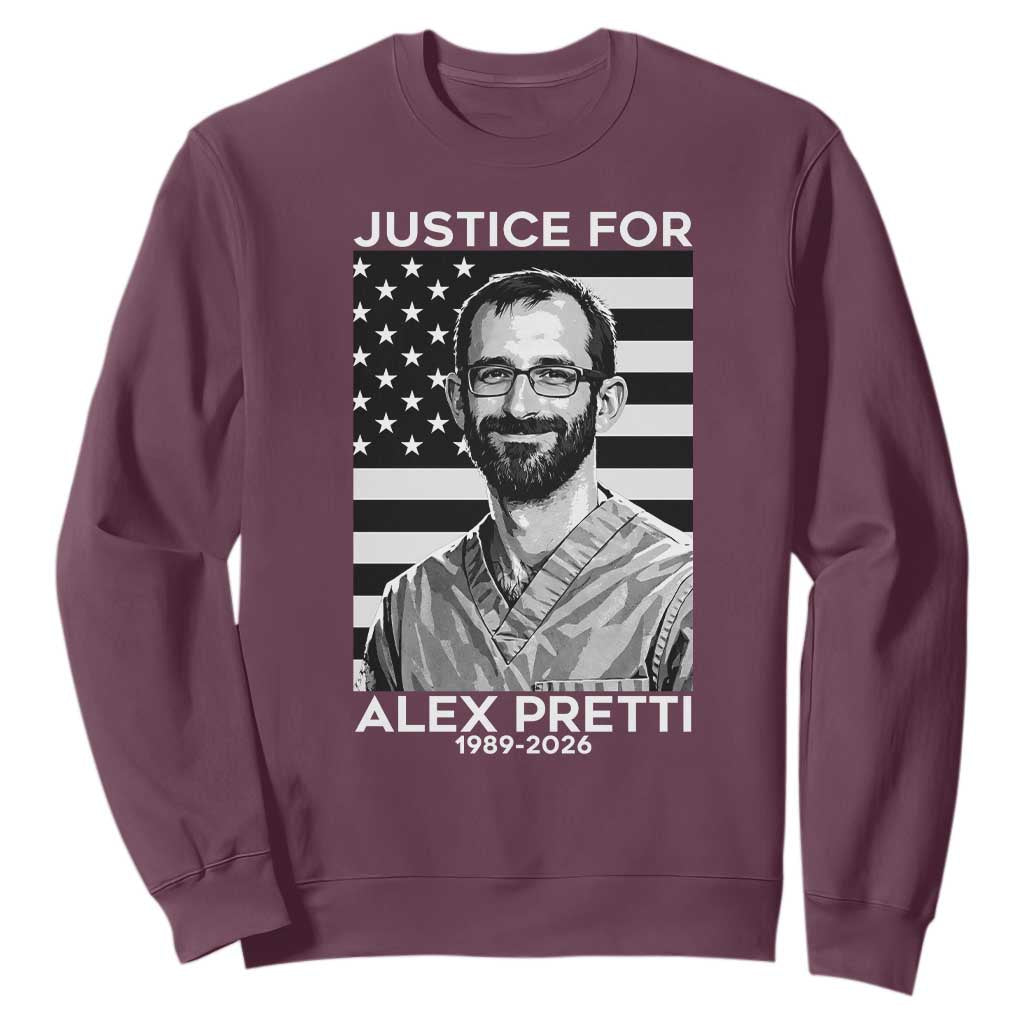 Justices for Alex Pretti Sweatshirt Resist ICE Immigration Deportation Protest Minnesota TS14 Maroon Print Your Wear