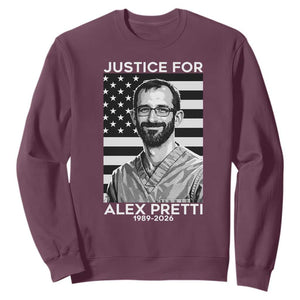 Justices for Alex Pretti Sweatshirt Resist ICE Immigration Deportation Protest Minnesota TS14 Maroon Print Your Wear