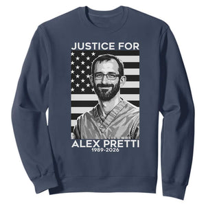 Justices for Alex Pretti Sweatshirt Resist ICE Immigration Deportation Protest Minnesota TS14 Navy Print Your Wear