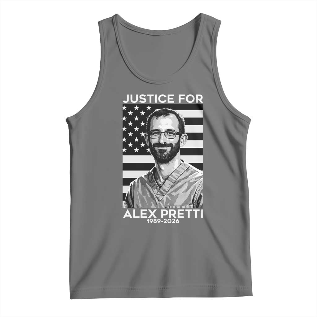 Justices for Alex Pretti Tank Top Resist ICE Immigration Deportation Protest Minnesota TS14 Black Heather Print Your Wear
