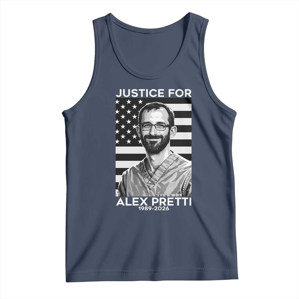 Justices for Alex Pretti Tank Top Resist ICE Immigration Deportation Protest Minnesota TS14 Navy Print Your Wear