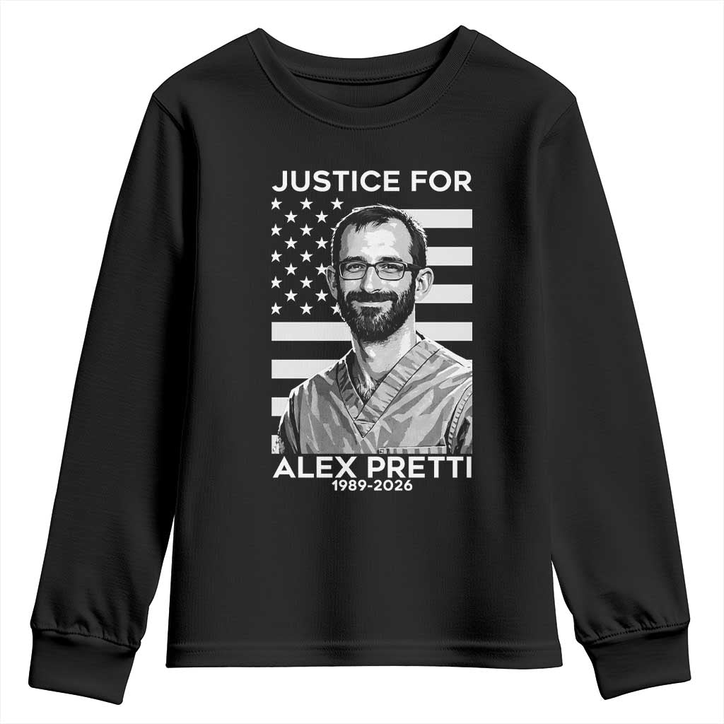 Justices for Alex Pretti Youth Sweatshirt Resist ICE Immigration Deportation Protest Minnesota TS14 Black Print Your Wear
