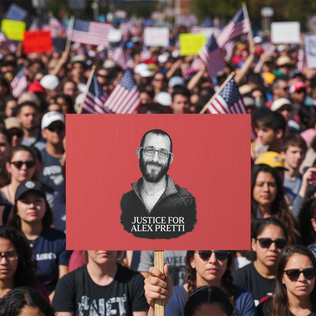 Justices for Alex Pretti Protest Sign Anti ICE Immigration Protest Human Rights TS14 Horizontal 18