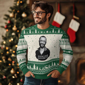 Justices for Alex Pretti Ugly Christmas Sweater Anti ICE Immigration Protest Human Rights TS14 Beige Green Print Your Wear