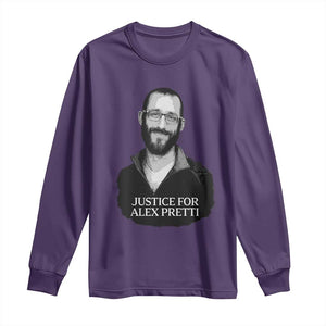 Justices for Alex Pretti Long Sleeve Shirt Anti ICE Immigration Protest Human Rights TS14 Purple Print Your Wear