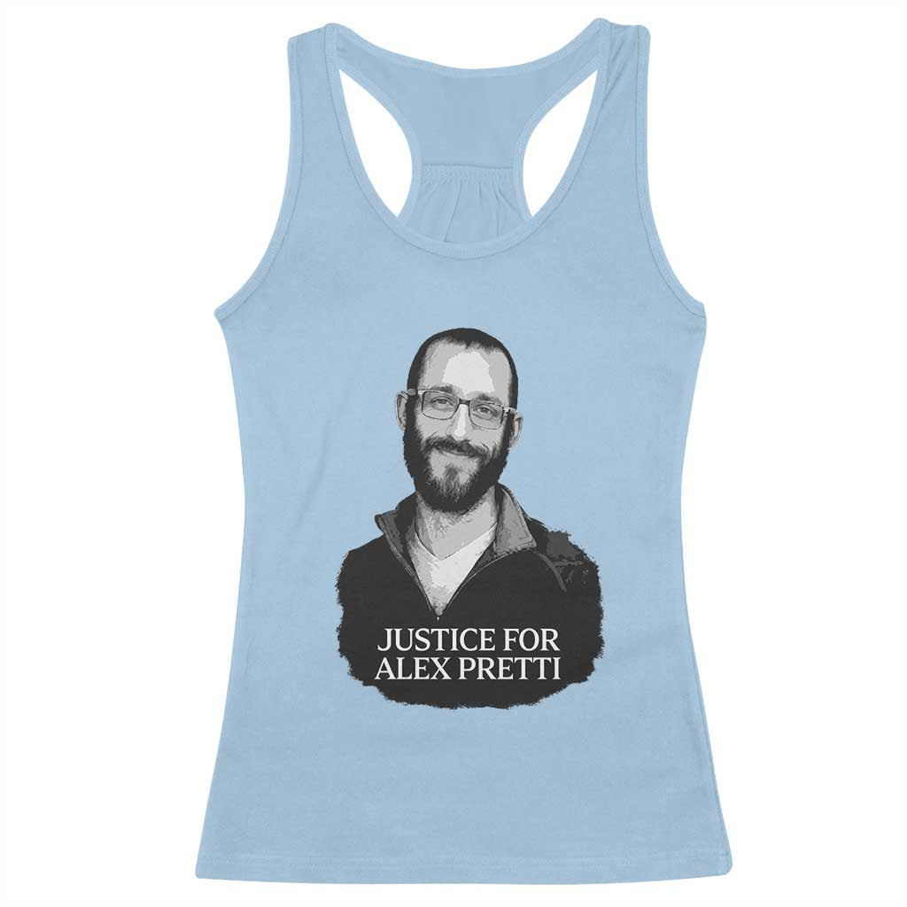 Justices for Alex Pretti Racerback Tank Top Anti ICE Immigration Protest Human Rights TS14 Light Blue Print Your Wear
