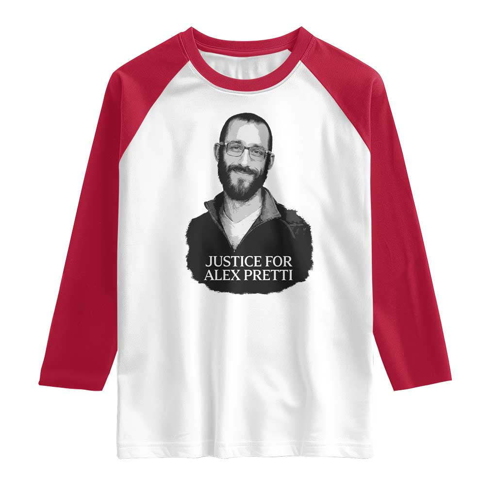 Justices for Alex Pretti Raglan Shirt Anti ICE Immigration Protest Human Rights TS14 White Red Print Your Wear