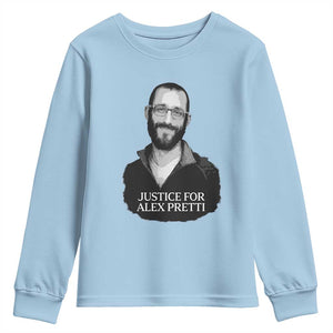 Justices for Alex Pretti Youth Sweatshirt Anti ICE Immigration Protest Human Rights TS14 Light Blue Print Your Wear
