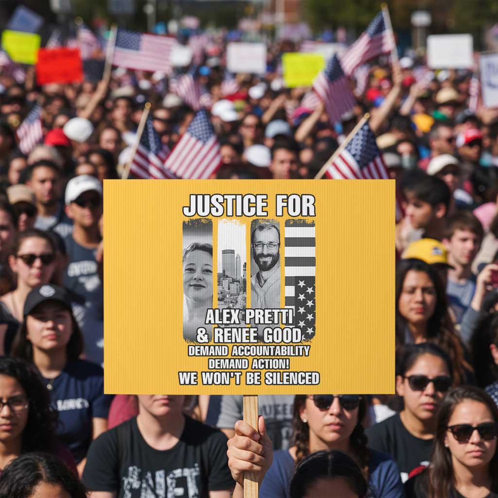 Justice for Alex and Renee Protest Sign Anti ICE Immigration Protest Human Rights TS14 Horizontal 18