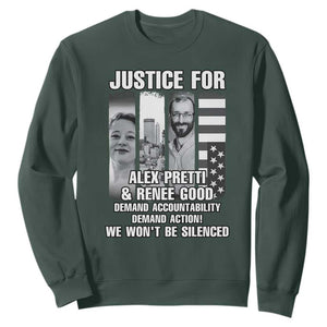 Justice for Alex and Renee Sweatshirt Anti ICE Immigration Protest Human Rights TS14 Dark Forest Green Print Your Wear