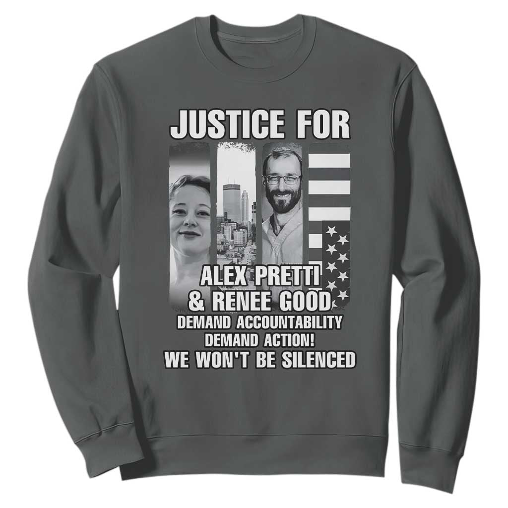 Justice for Alex and Renee Sweatshirt Anti ICE Immigration Protest Human Rights TS14 Dark Heather Print Your Wear