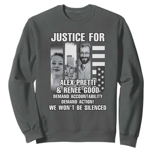 Justice for Alex and Renee Sweatshirt Anti ICE Immigration Protest Human Rights TS14 Dark Heather Print Your Wear