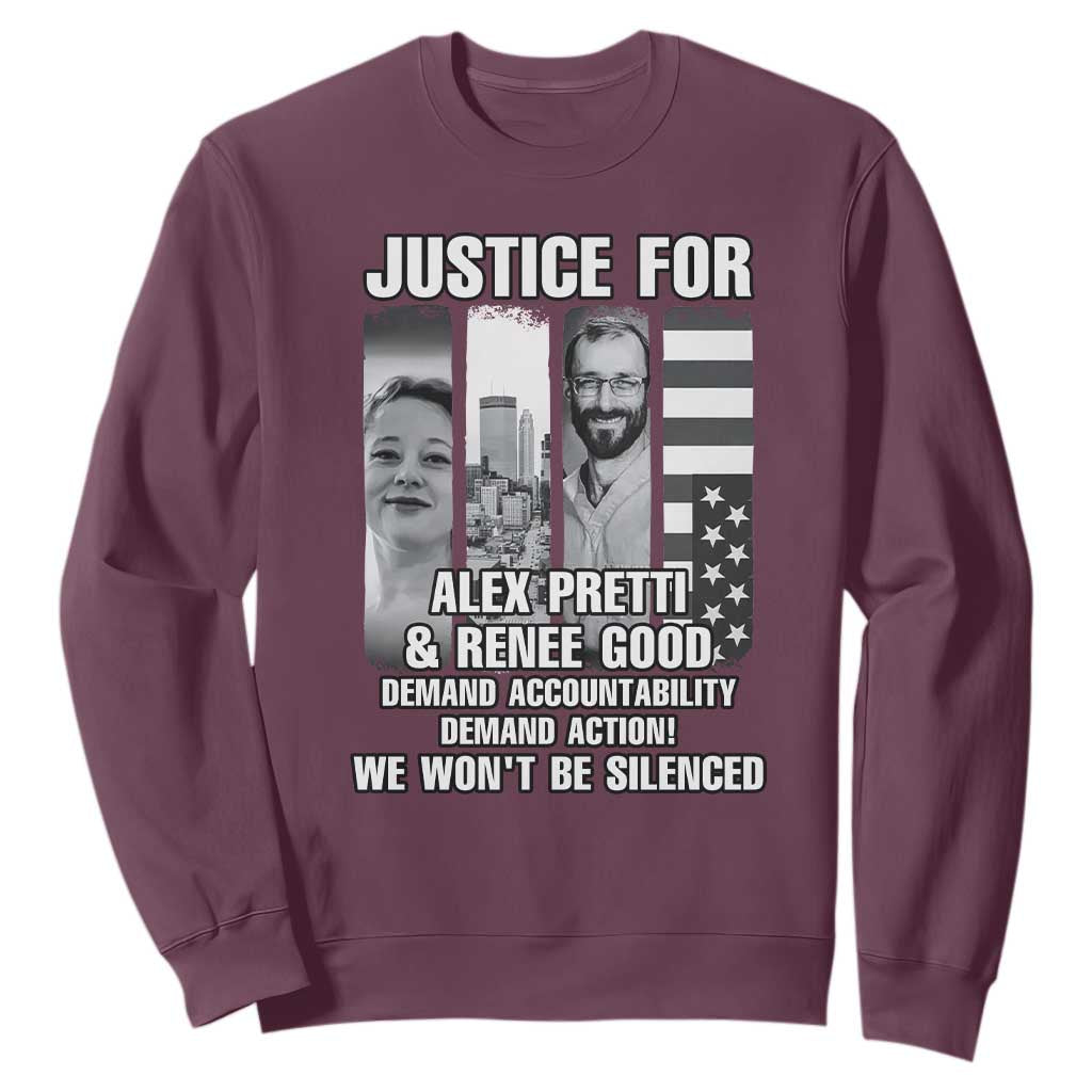 Justice for Alex and Renee Sweatshirt Anti ICE Immigration Protest Human Rights TS14 Maroon Print Your Wear