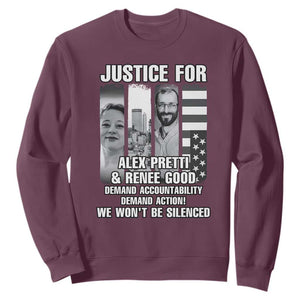 Justice for Alex and Renee Sweatshirt Anti ICE Immigration Protest Human Rights TS14 Maroon Print Your Wear