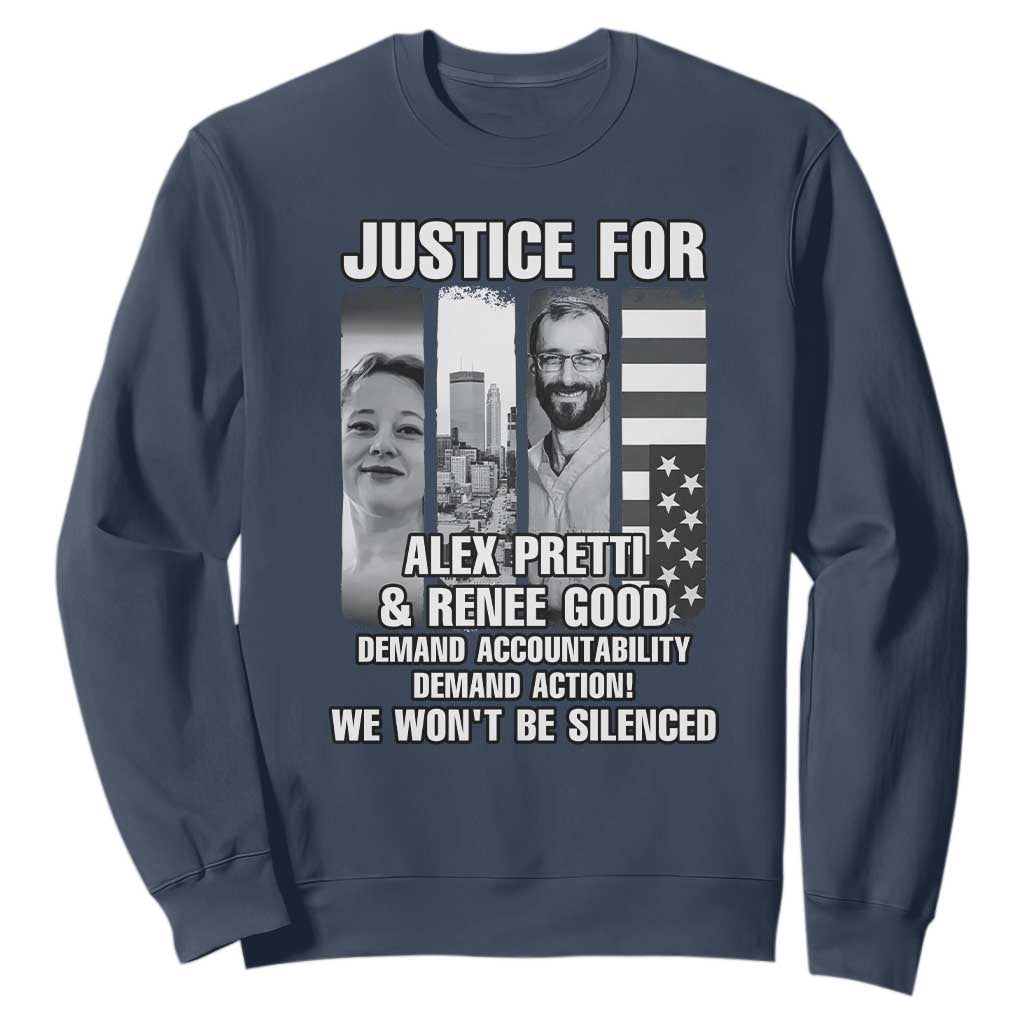 Justice for Alex and Renee Sweatshirt Anti ICE Immigration Protest Human Rights TS14 Navy Print Your Wear