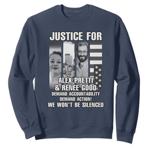 Justice for Alex and Renee Sweatshirt Anti ICE Immigration Protest Human Rights TS14 Navy Print Your Wear