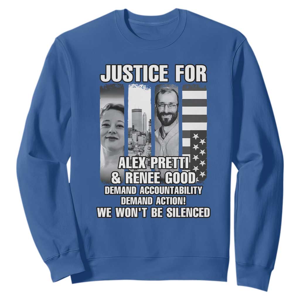 Justice for Alex and Renee Sweatshirt Anti ICE Immigration Protest Human Rights TS14 Royal Blue Print Your Wear
