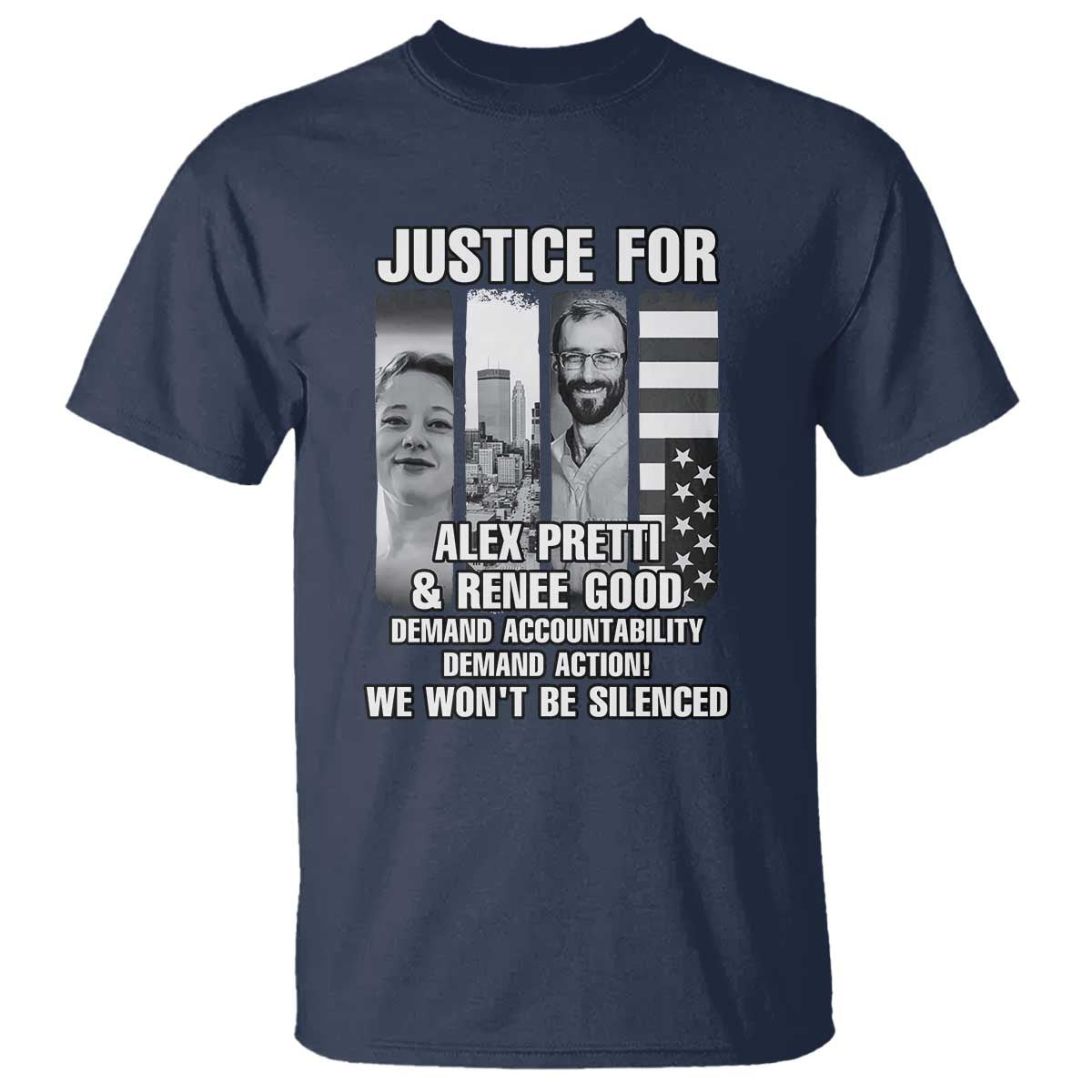 Justice for Alex and Renee T Shirt Anti ICE Immigration Protest Human Rights TS14 Navy Print Your Wear